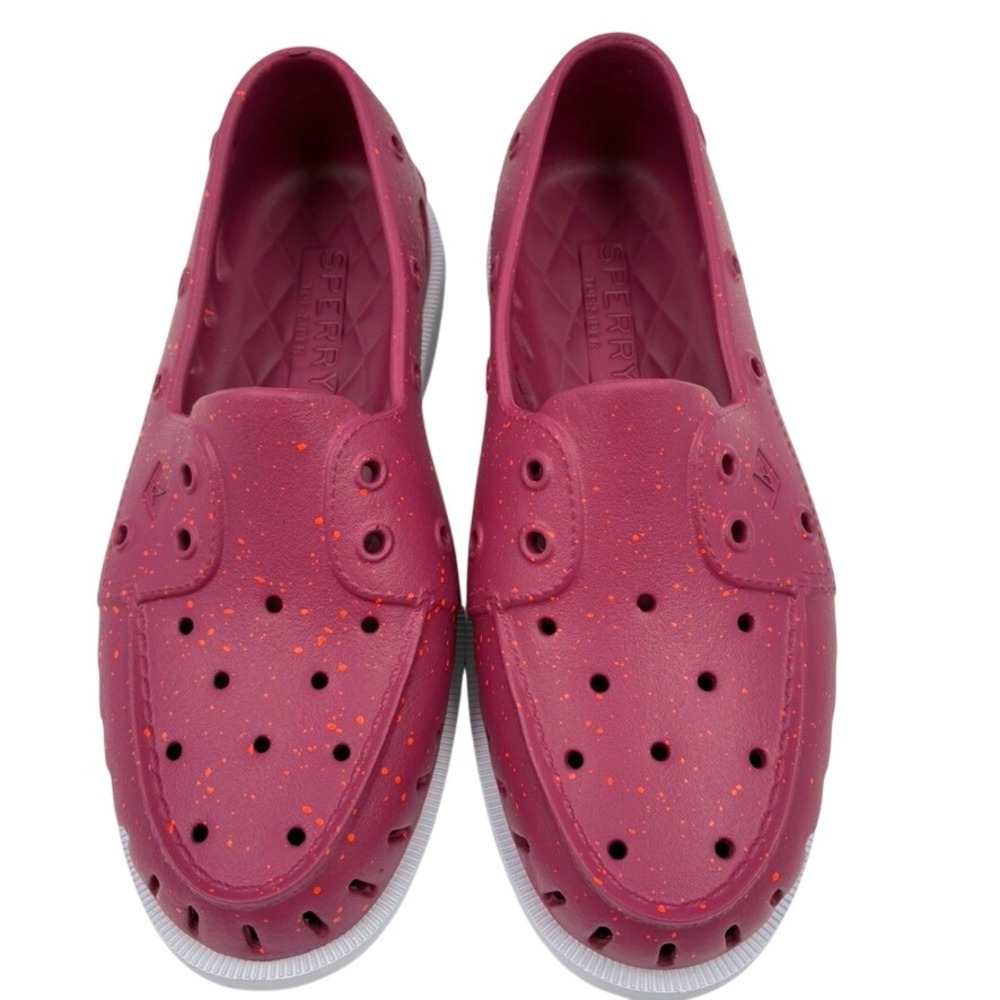 NWOT Sperry Top-Sider‎ Womens A/O Float Boat Shoes Berry Orange Splatter  Size 8